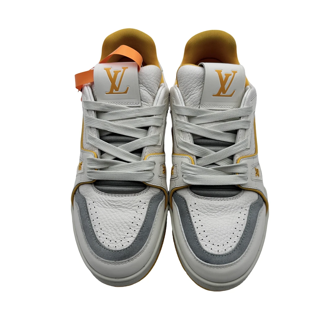 Lv/36码/白黄拼接trainer板鞋/97新/vv386/时尚潮流潮鞋