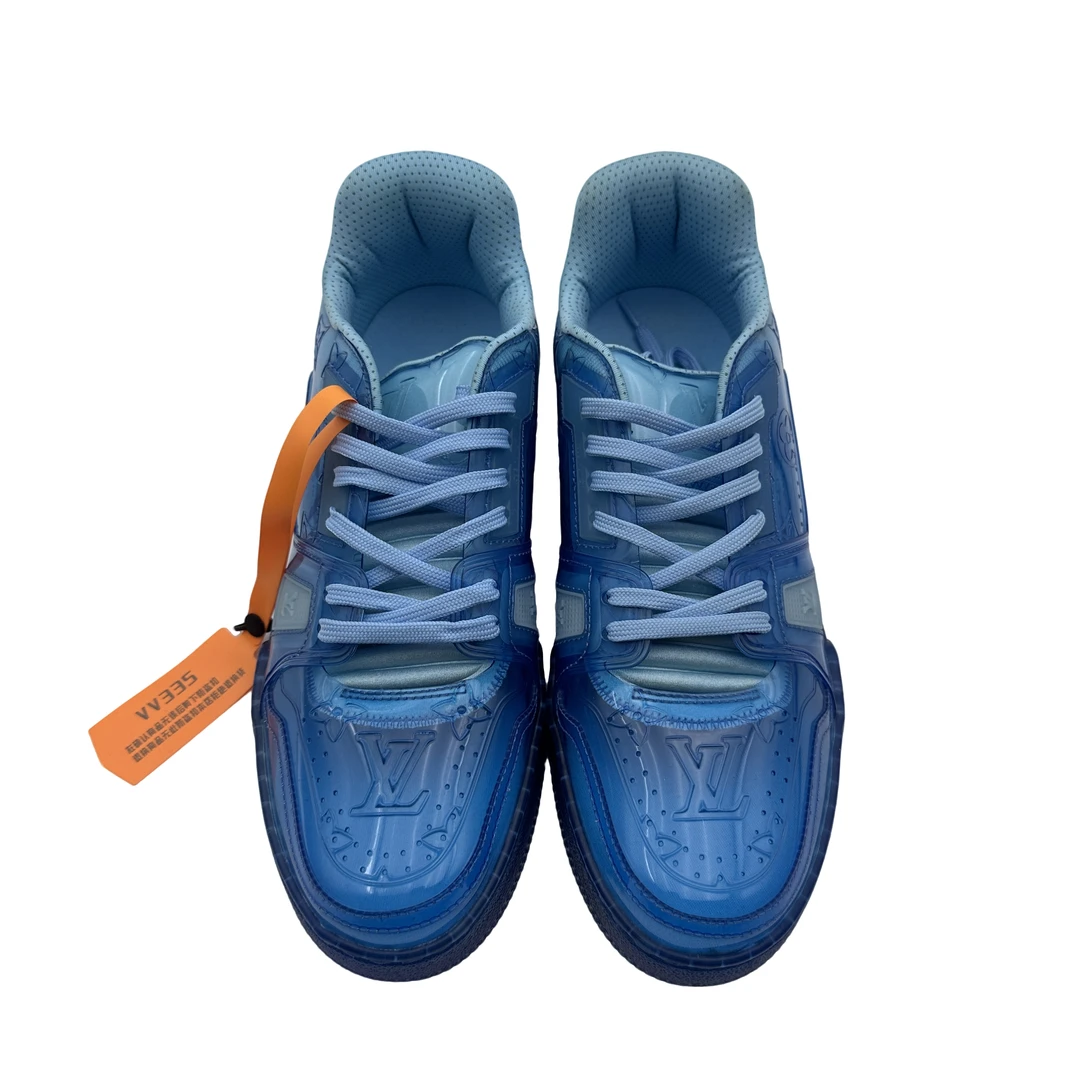 Lv/7码41码/透明蓝pvc拼接trainer板鞋/99新/vv335/时尚潮流潮鞋