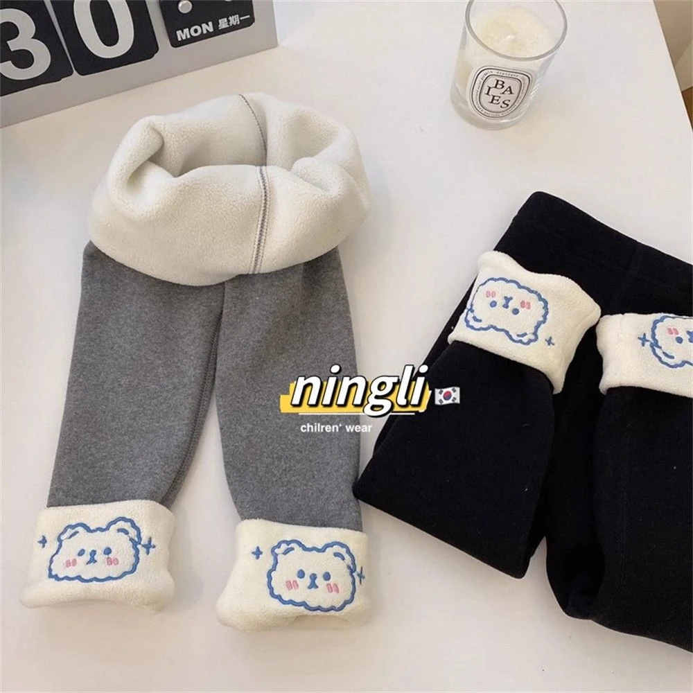 女童加绒打底裤秋冬季外穿洋气儿童一体绒保暖裤子中小童百搭冬装