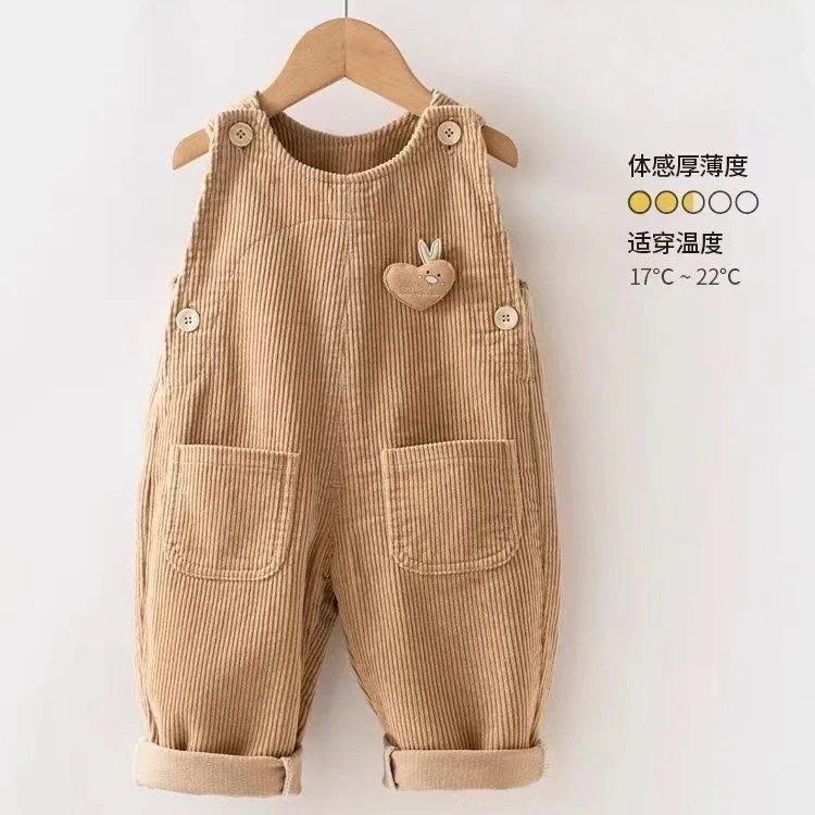 婴儿背带裤秋冬婴幼儿连体裤——5岁小童休闲裤可爱宝宝灯芯绒裤