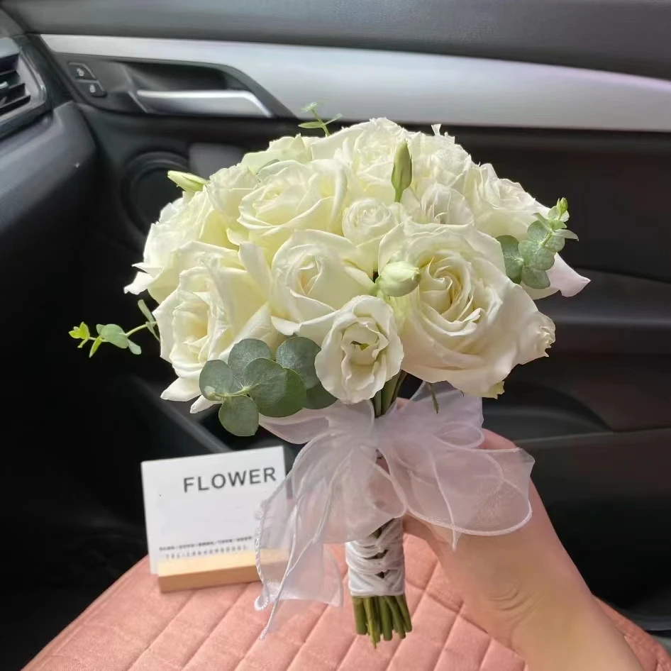 【白发齐眉】11朵白玫瑰手捧花束领证拍照手捧花送花上门