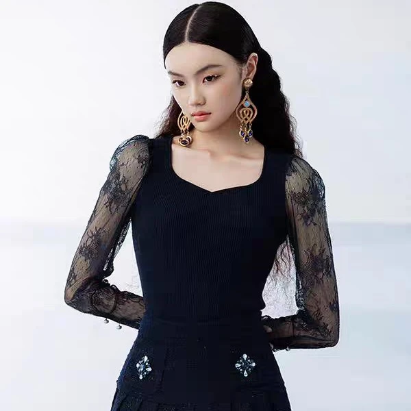 OU.气质长袖1042340537毛针织衫百搭上衣秋冬时尚套头衫