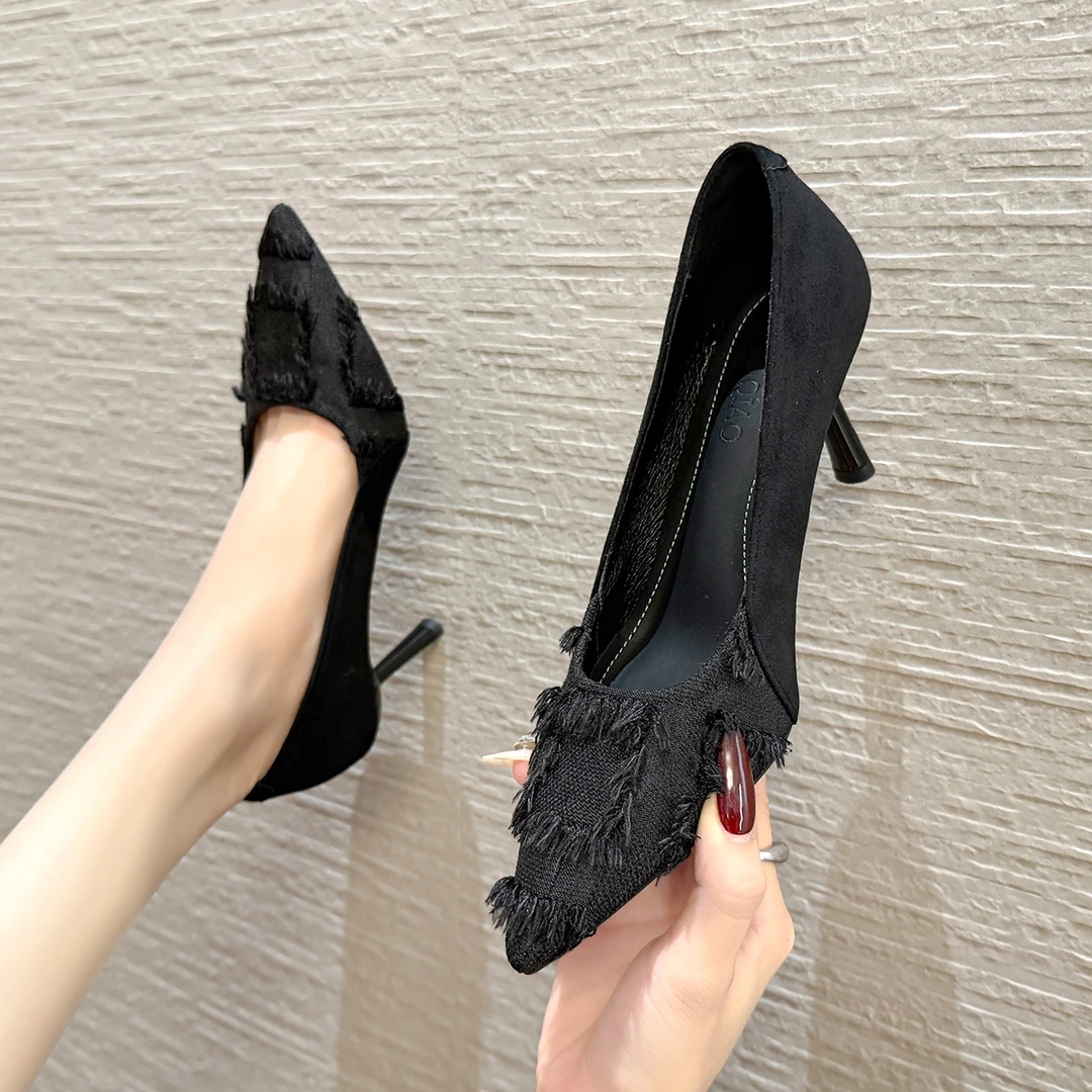 傅老巧/FULAOQIAO浅口高跟鞋女细跟通勤百搭名媛风法式单鞋不累脚