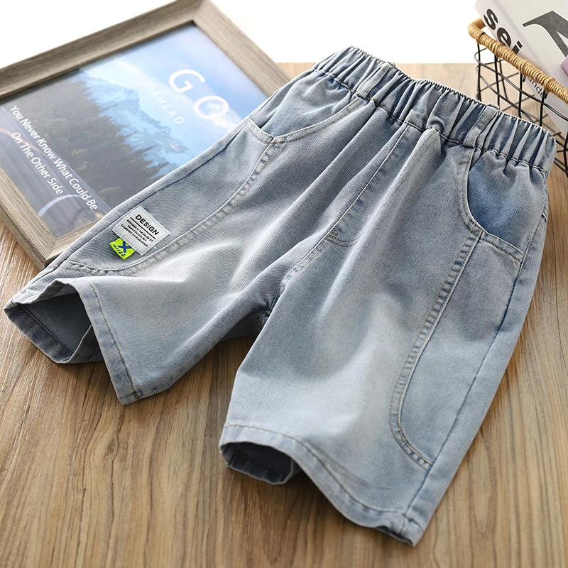 男童牛仔短裤夏装儿童拼接时尚裤子2024新款夏季男孩薄款五分裤潮