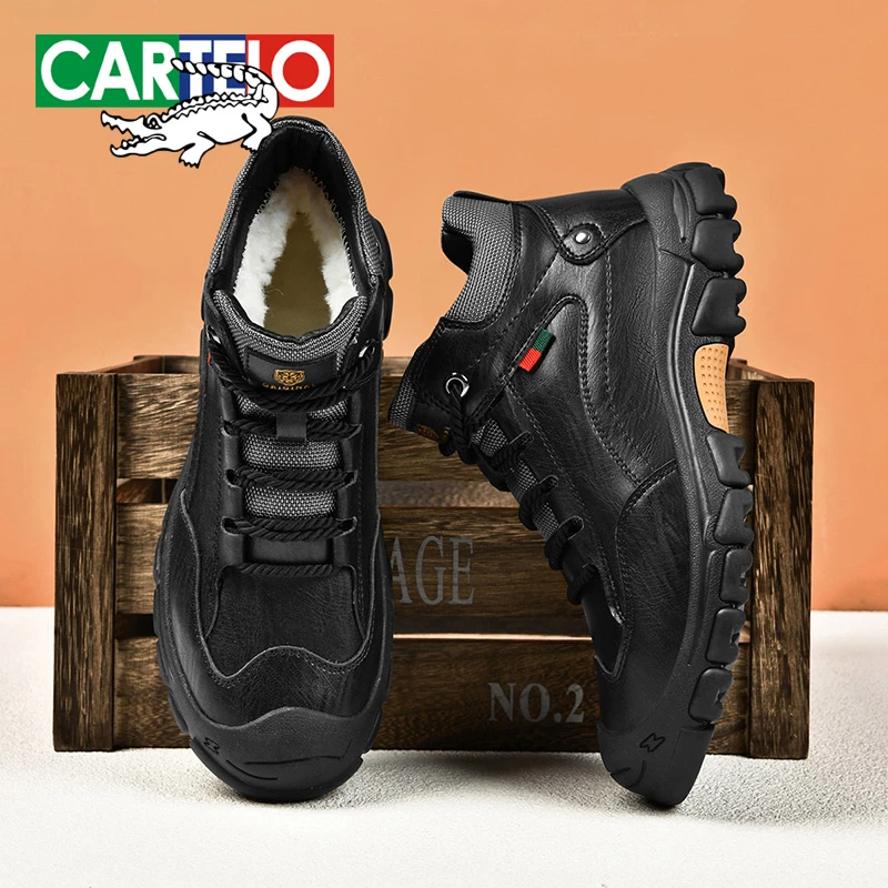 CARTELO/卡帝乐鳄鱼大码东北大棉靴男士冬季加绒加厚棉鞋雪地靴