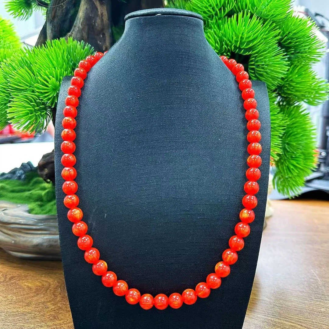 【正品推荐】 血灵芝三圈卡10mm手工项链高端手工 A04