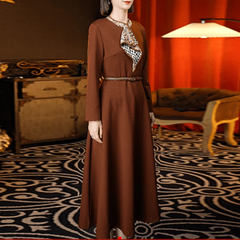 2025秋季显瘦气质长袖轻奢时尚女装连衣裙复古优雅修身裙子2334