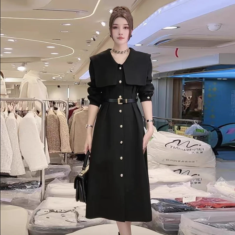 风衣外套时尚连衣裙女高级感新款气质收腰西装裙子6108