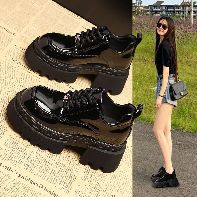 小个子厚底内增高乐福鞋女2024年秋季新款松糕软底单鞋英伦风