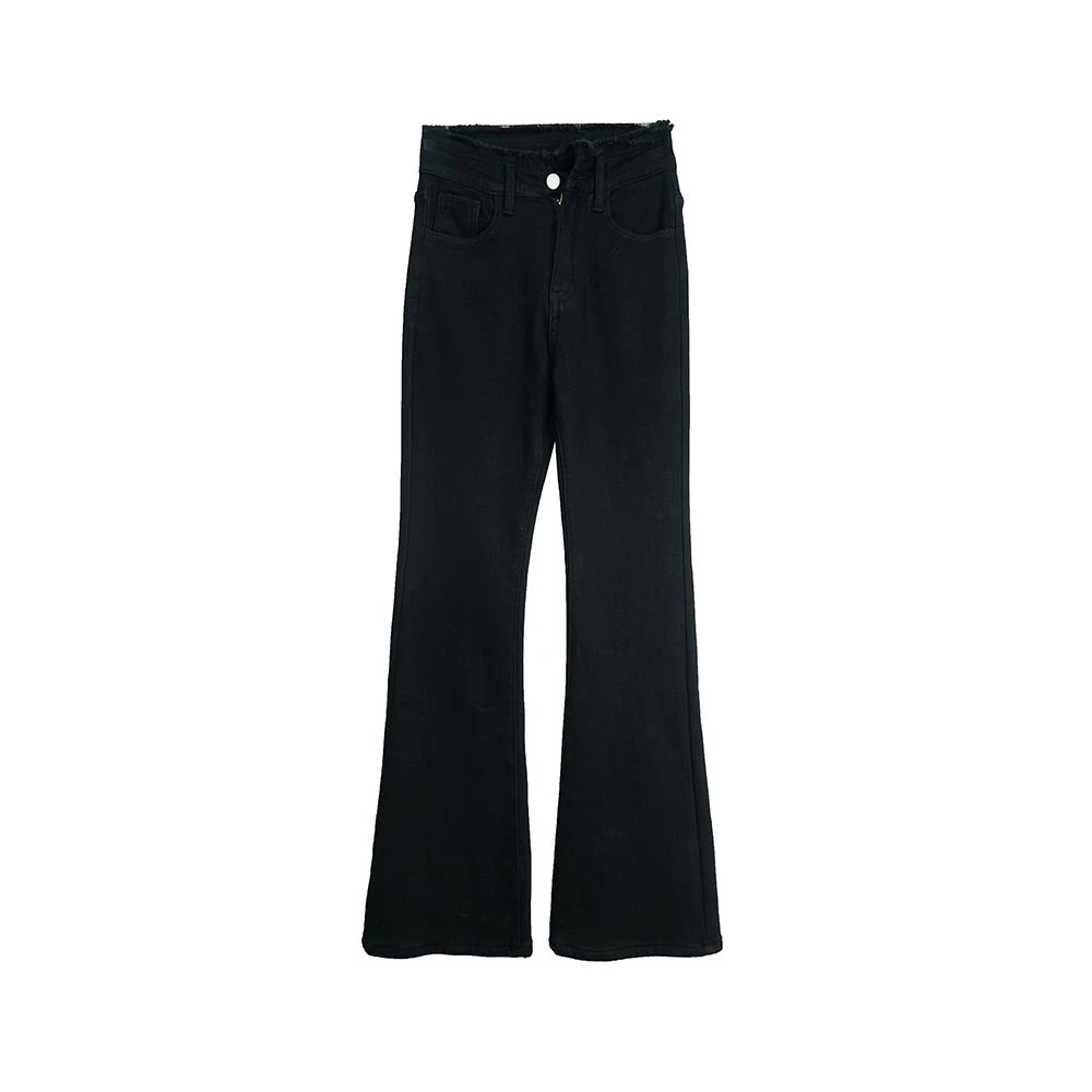 X24745【上新】复古做旧高腰修身牛仔裤显瘦微喇加绒加厚女神裤