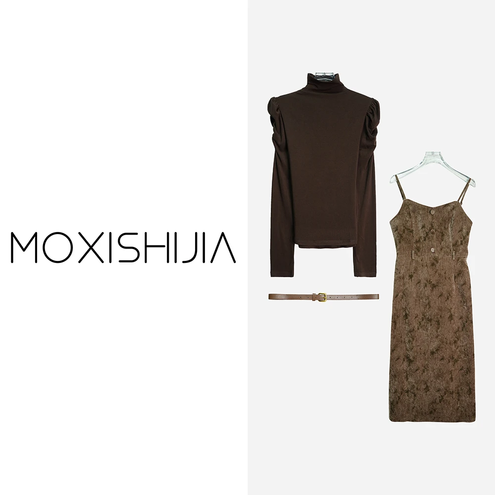 X23610-1【爆款】扎染吊带气质半高领打底连衣裙套装3D（送腰带）