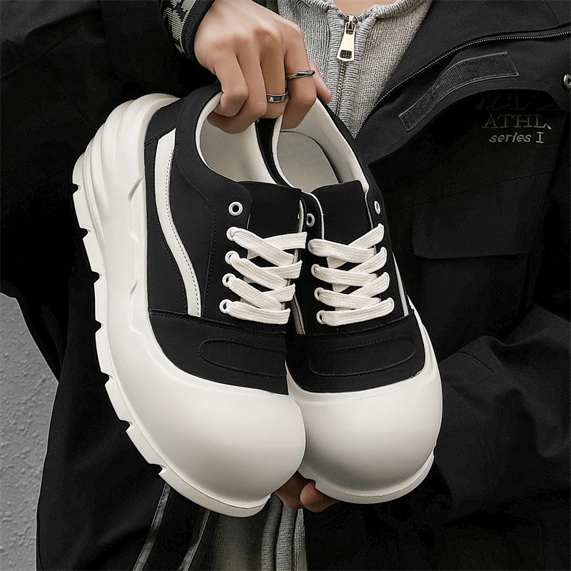 小众美式厚底增高运动帆布鞋大头男松糕底潮流老爹鞋休闲24923-J