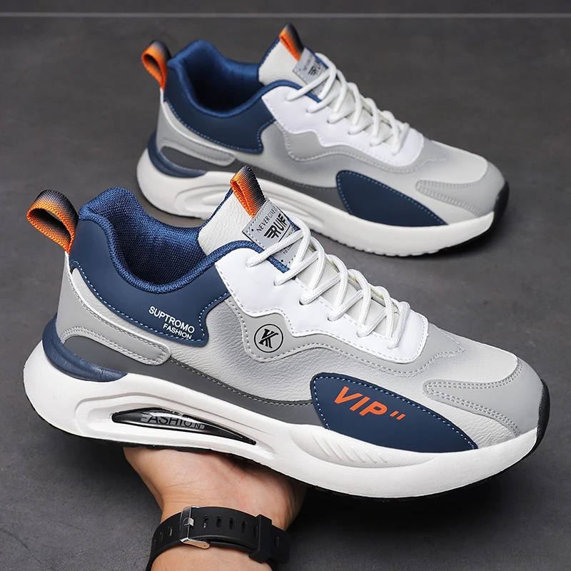 男鞋2024秋冬季新款运动鞋男士皮面百搭防水潮流休闲鞋子