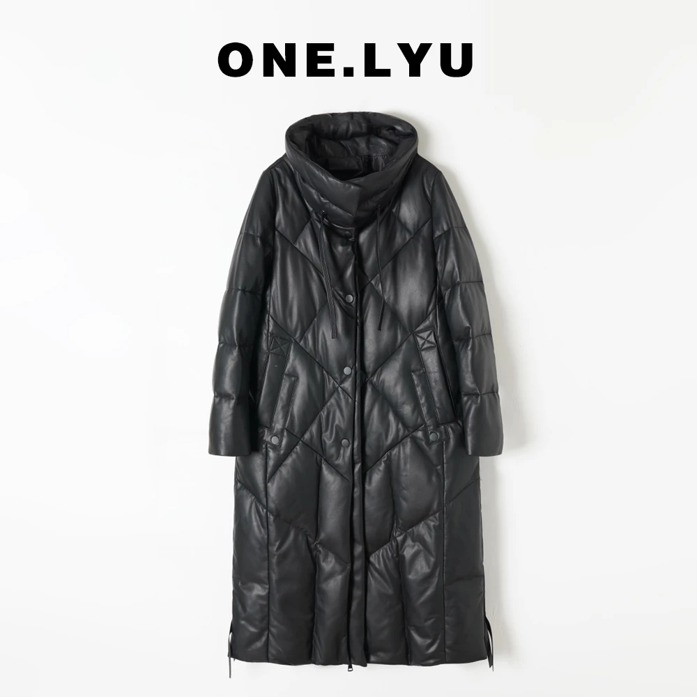 2024新款海宁真皮皮衣头层绵羊皮鹅绒服长款时尚洋气加厚外套9812