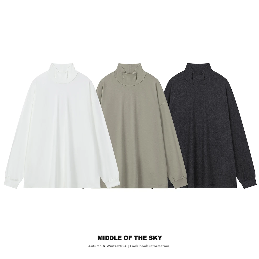 【保暖锁温】MIDDLE OF THE SKY2024冬季高领简约百搭绒感长袖T恤