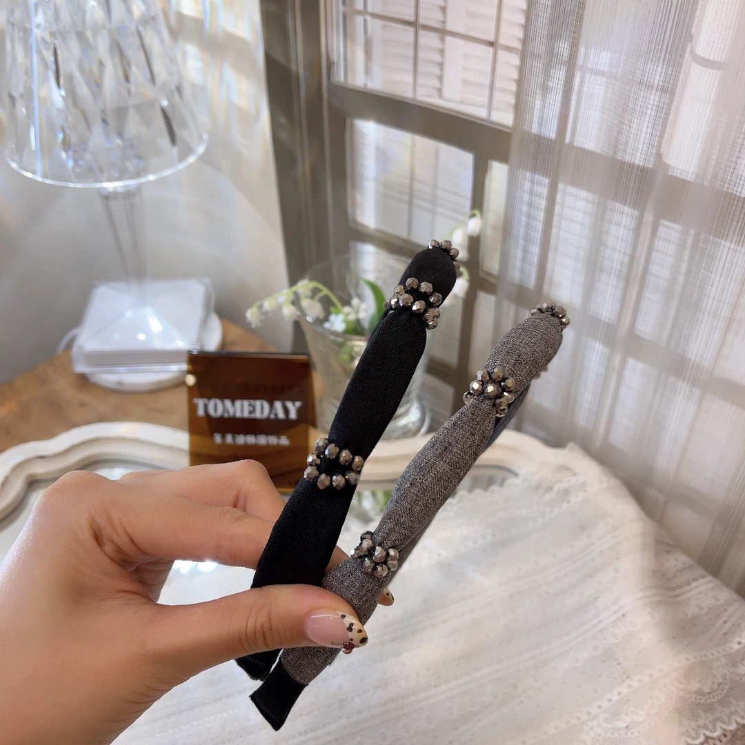 Q685精致气质百搭串珠精致布艺发箍