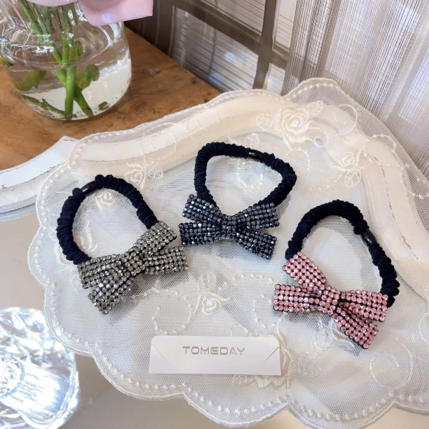 Q181精致质感闪蝴蝶结无痕发绳