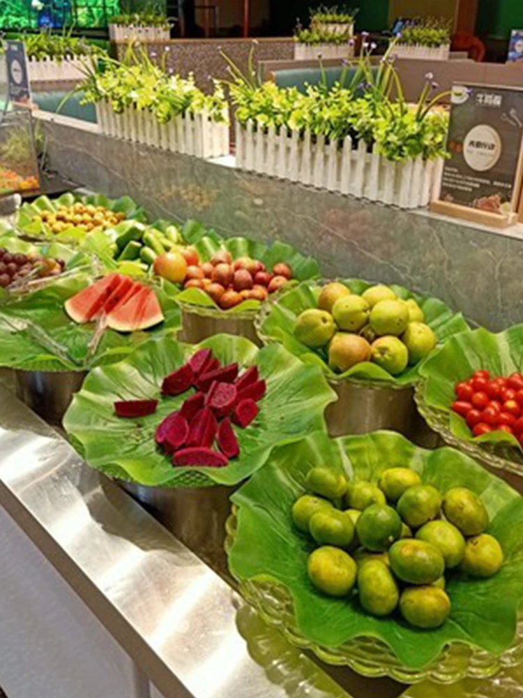 仿真荷叶仿真绿叶水果摆盘假荷叶垫盘装饰塑料荷叶道具芭蕉叶仿真