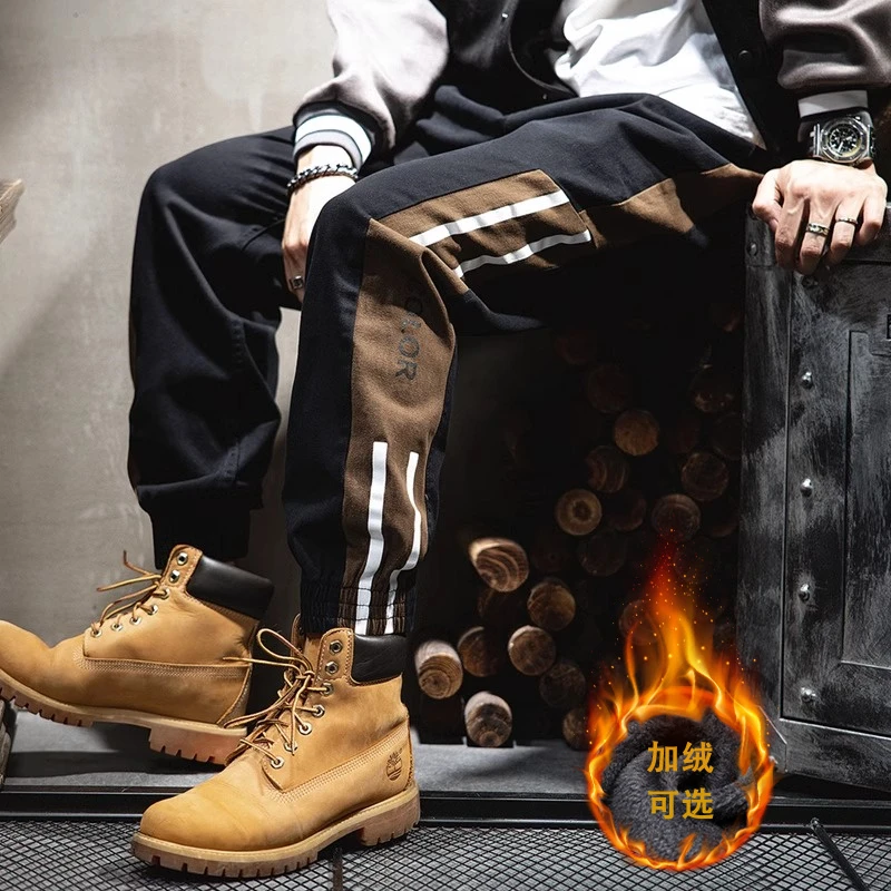 GS重磅美式复古工装裤男士宽松束脚裤潮牌秋冬季运动休闲哈伦长裤