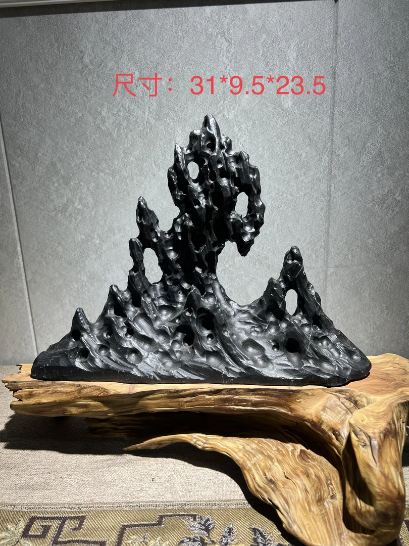 天一石坊 灵璧石摆件 赛玲珑（42）尺寸：31*9.5*23.5