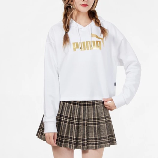 PUMA/彪马 C854 532681-02 女款休闲时尚短款连帽套头印花卫衣