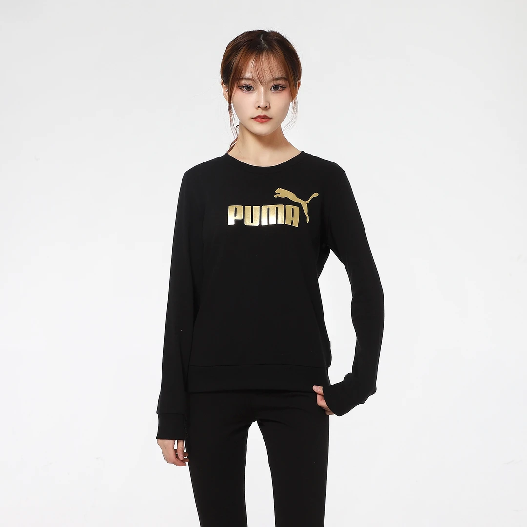 PUMA/彪马 D130    845593-01 女款休闲印花针织毛圈圆领长袖卫衣