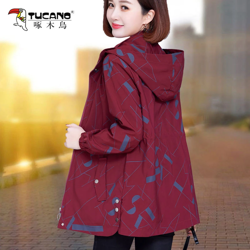 【官方】啄木鳥外套女士2024年新款爆款短款连帽风衣女薄款百搭上衣