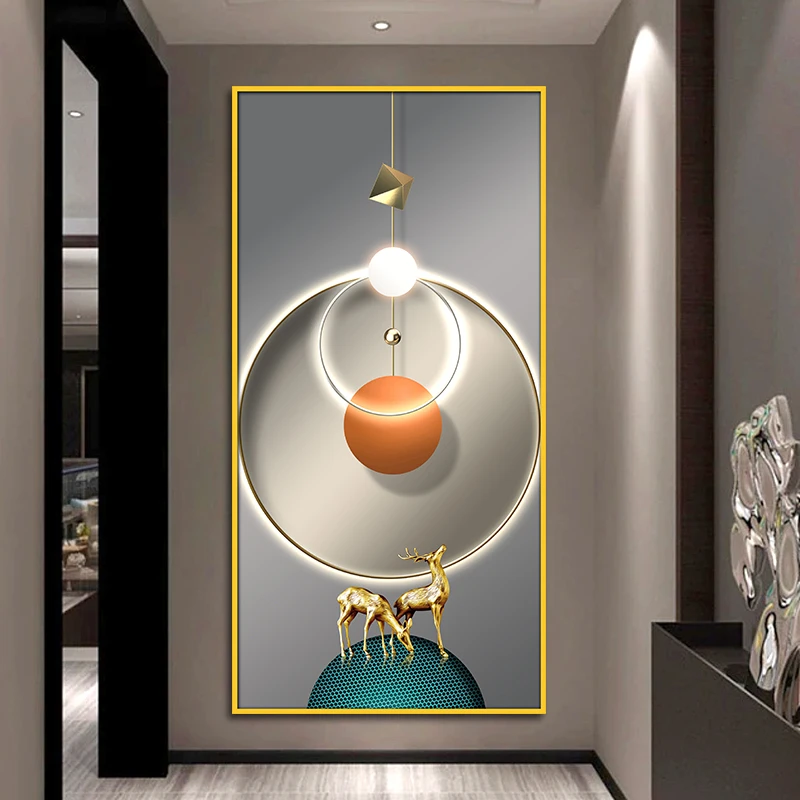 入户玄关门自粘墙纸过道墙贴画走廊竖版贴画轻奢贴纸客厅墙壁壁画