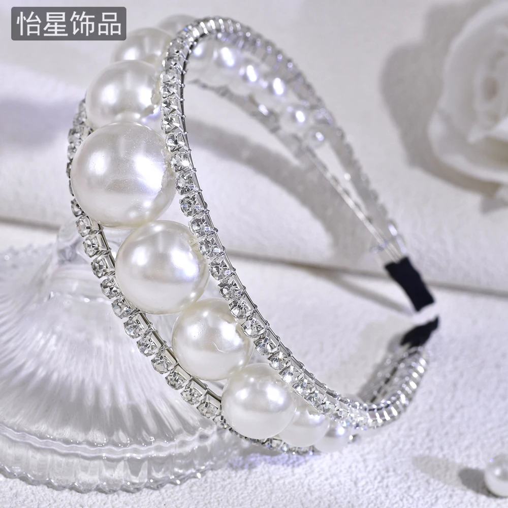 怡星优雅时尚珍珠发箍气质减龄水钻款发饰欧美创新手工发卡A263