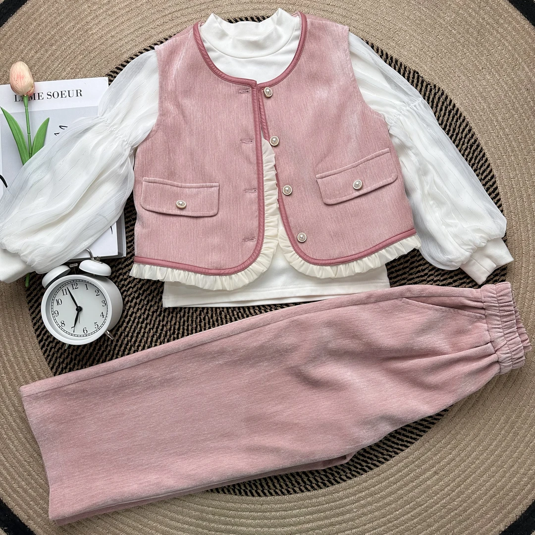 【童装】IEF/爱依服女童秋季洋气时尚拼接粉色百搭上下套装