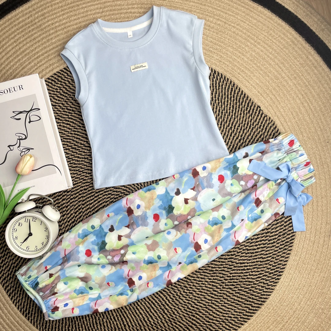 【蔚蓝】IEF/爱依服女童夏季洋气运动时尚百搭上下套装