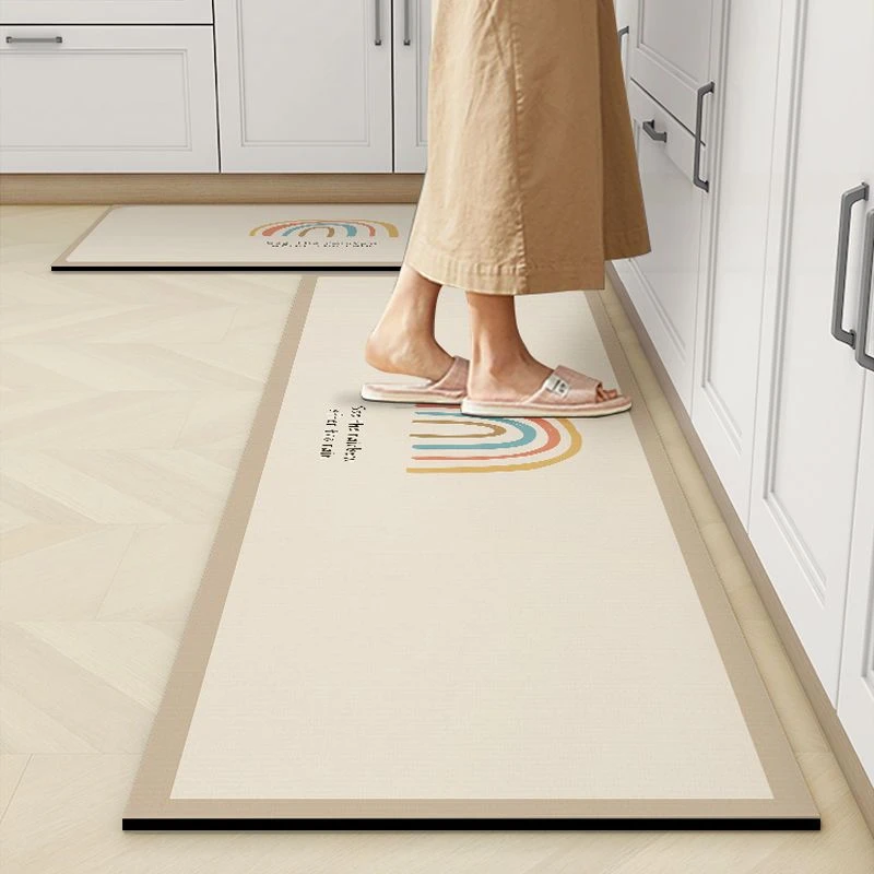 厨房专用地垫硅藻泥吸水吸油防滑耐脏米黄长条厨房地垫轻奢脚垫