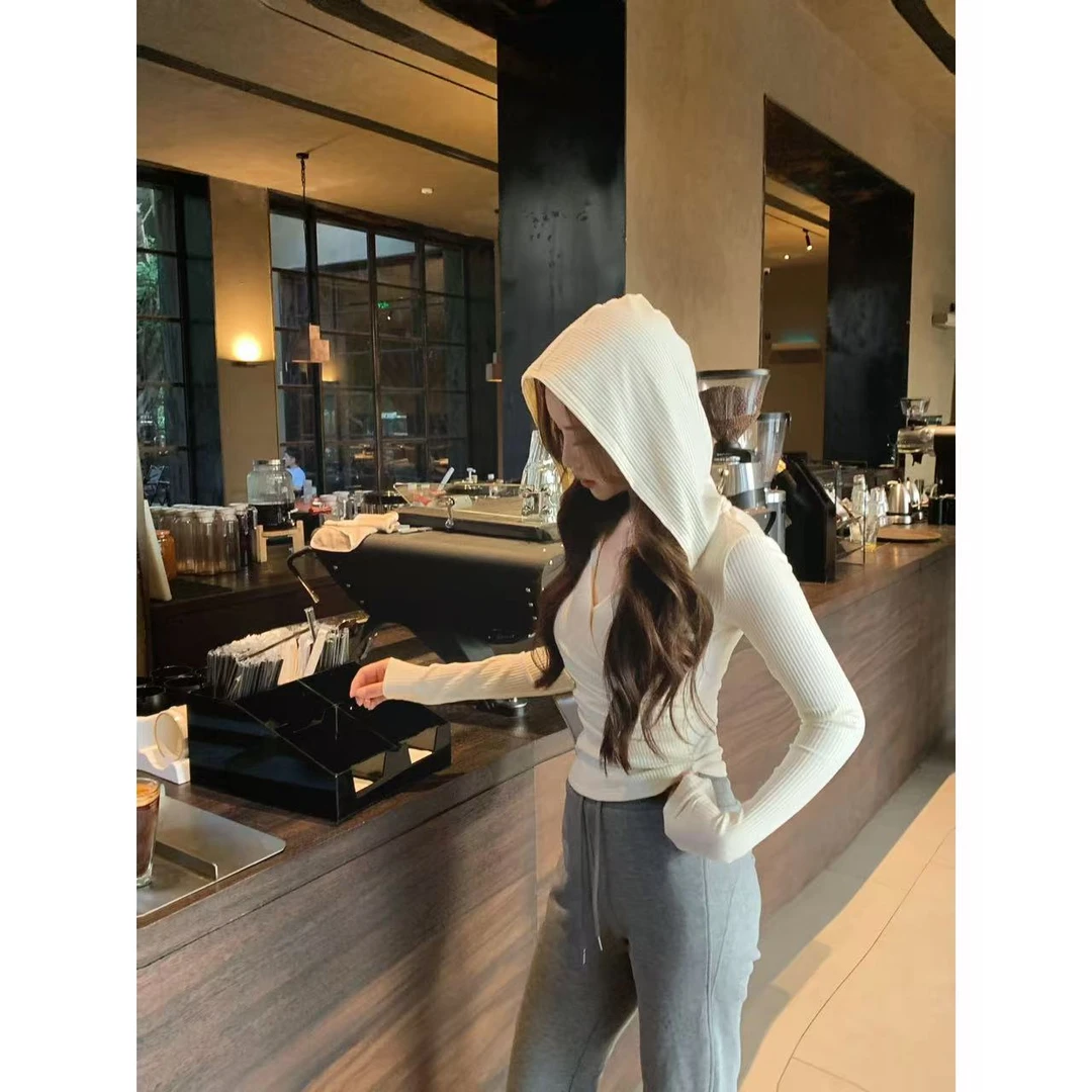 SZA【时光独白】秋冬新款设计感休闲百搭连帽针织T恤上衣A-1220