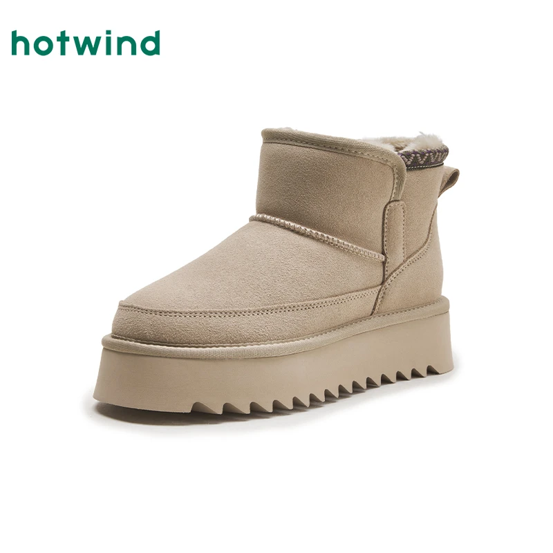 Hotwind/热风2024年冬季新款厚底防水保暖女士时尚小暖炉雪地靴
