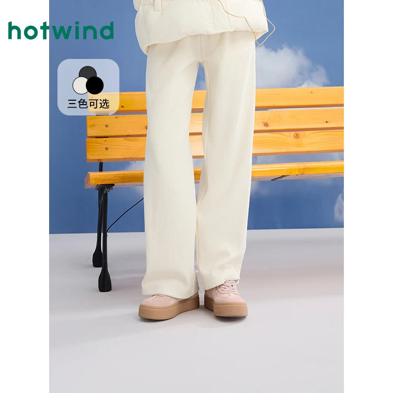 热风2024年冬季新款女士条绒休闲直筒裤F28W4403