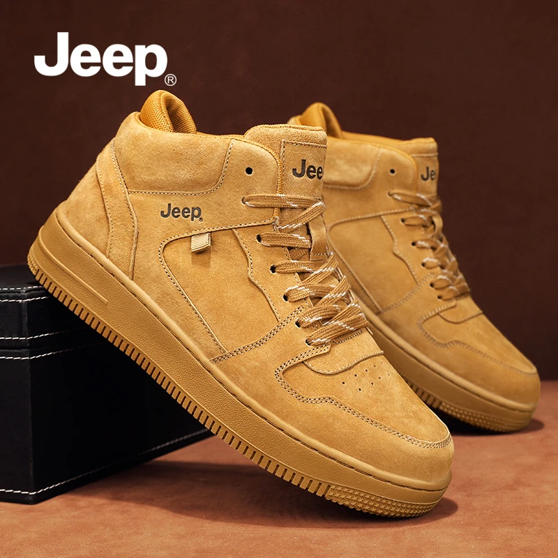 JEEP吉普男鞋冬季高帮板鞋男2025新款百搭工装鞋男士中帮休闲鞋子