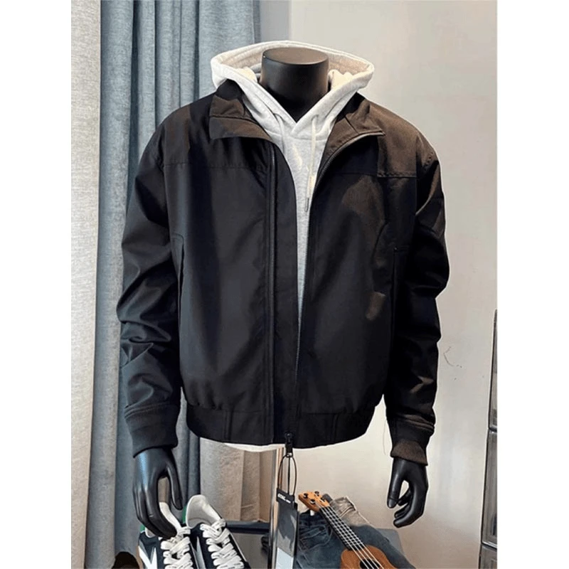 美式高街夹克外套男款春秋季cleanfit棒球服潮牌复古立领痞帅上衣