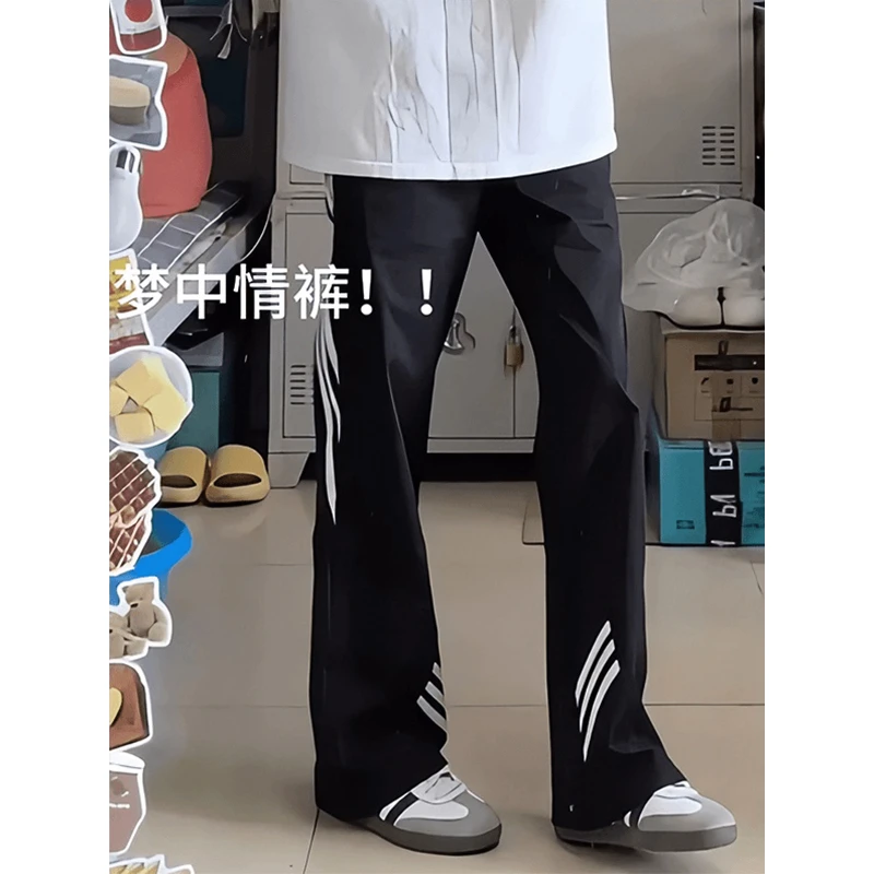 侧边三条杠速干冰丝裤男夏季户外运动休闲裤美式复古降落伞兵裤子