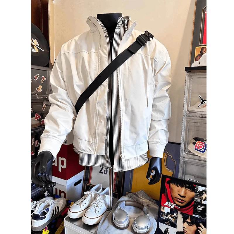 美式飞行员教练夹克男春秋季硬汉穿搭工装外套cleanfit帅气棒球服