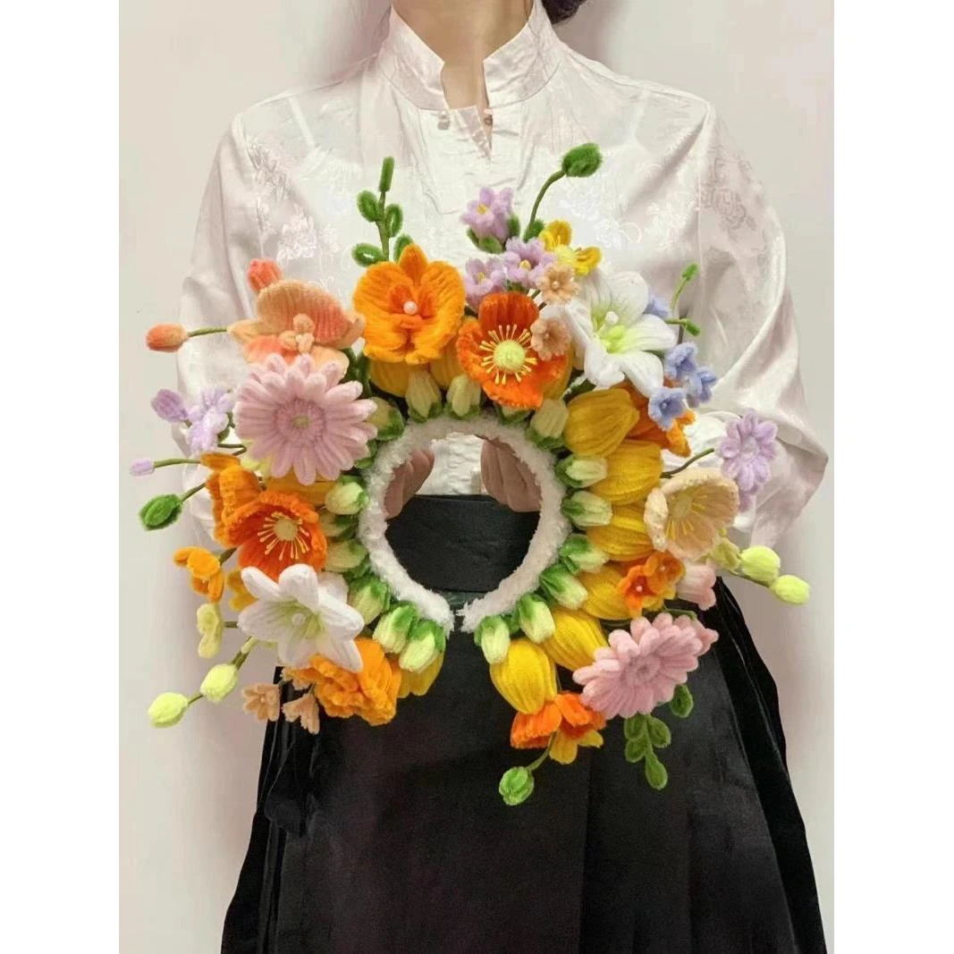 浔埔女簪花发饰扭扭棒手工编织diy材料包自制拍照头饰送闺蜜礼物