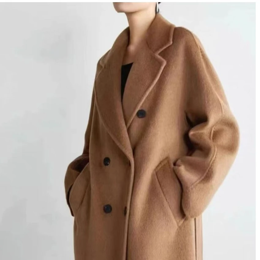 精选100%骆驼绒风琴口袋801Max高端双面骆驼绒长款大衣