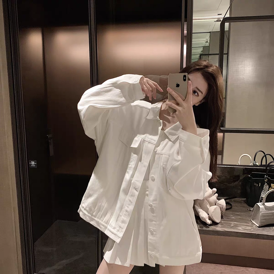 6349 白色气质秋季百搭时尚牛仔外套 挂24-1下