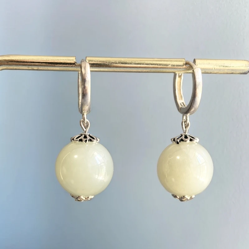 925银耳饰 晴水12mm镶嵌精致简约经典气质时尚百搭经典女款耳扣