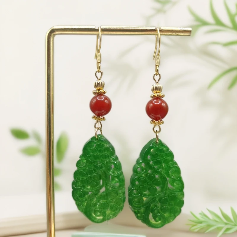 925银耳饰 绿色大气素款简约气质时尚百搭女款镶嵌精美精致耳钩