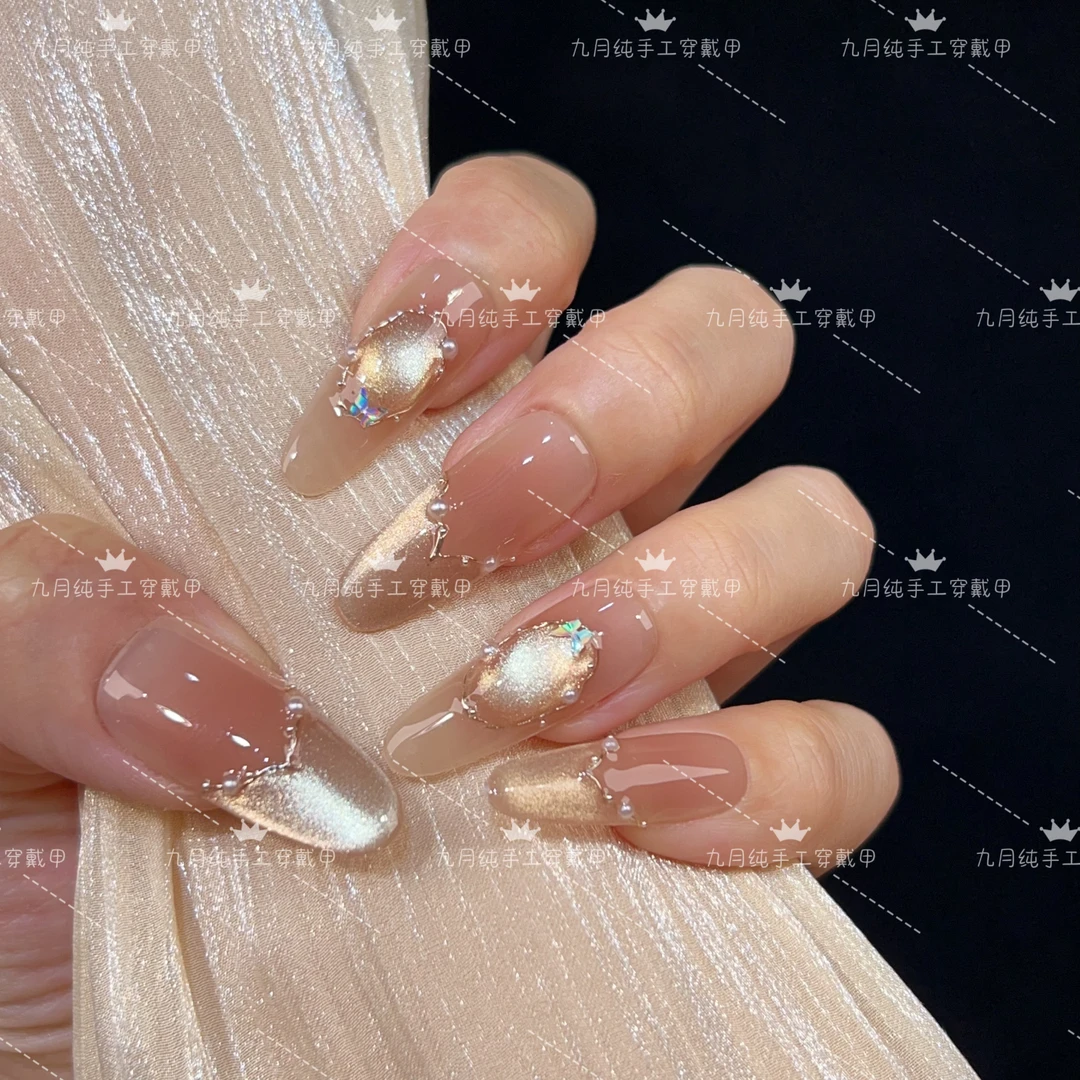 【纸醉金迷】纯手工穿戴甲美甲猫眼轻奢气质感秋冬美甲