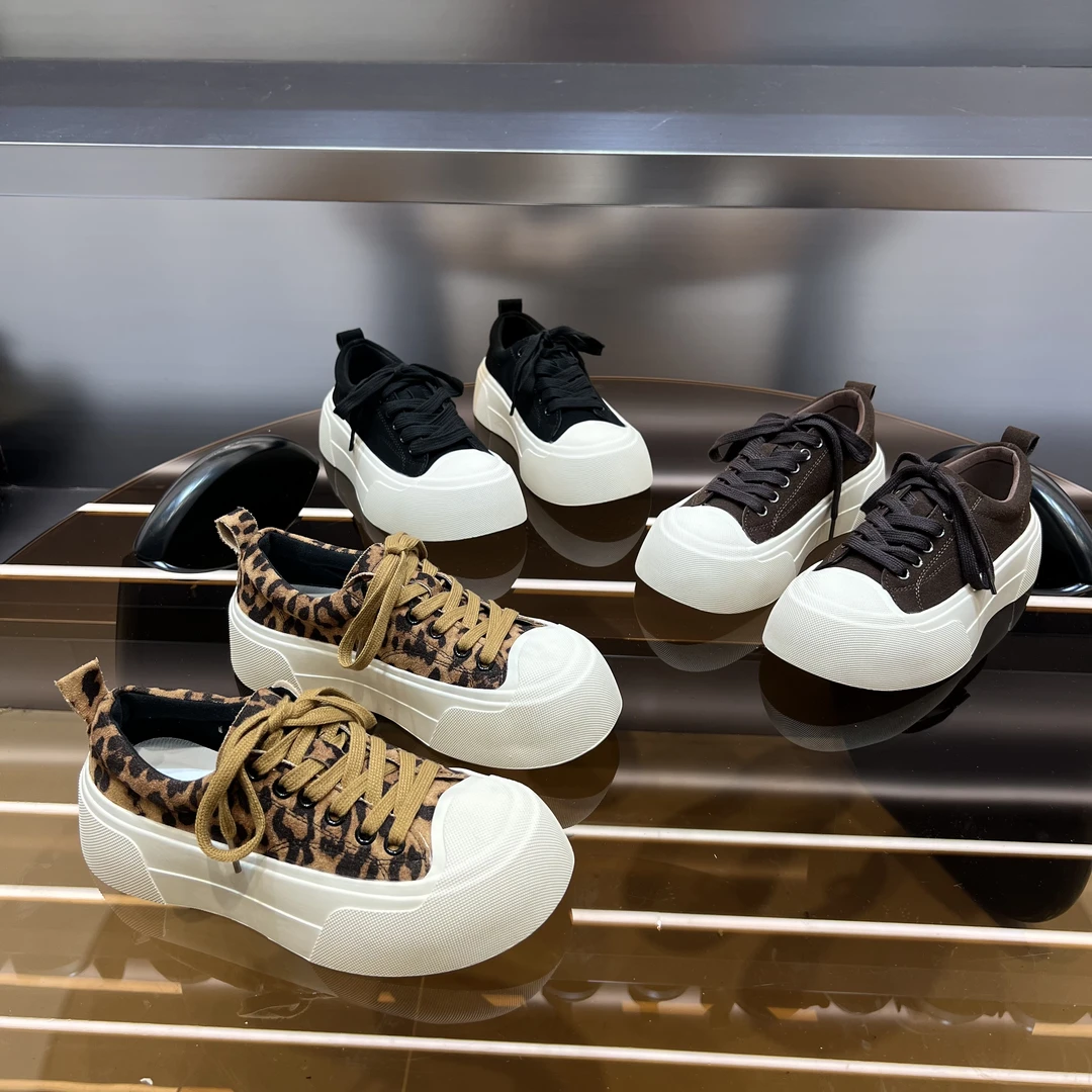酷香草//【平底豹纹】拼色软底防滑显瘦百搭时尚休闲鞋女鞋板鞋