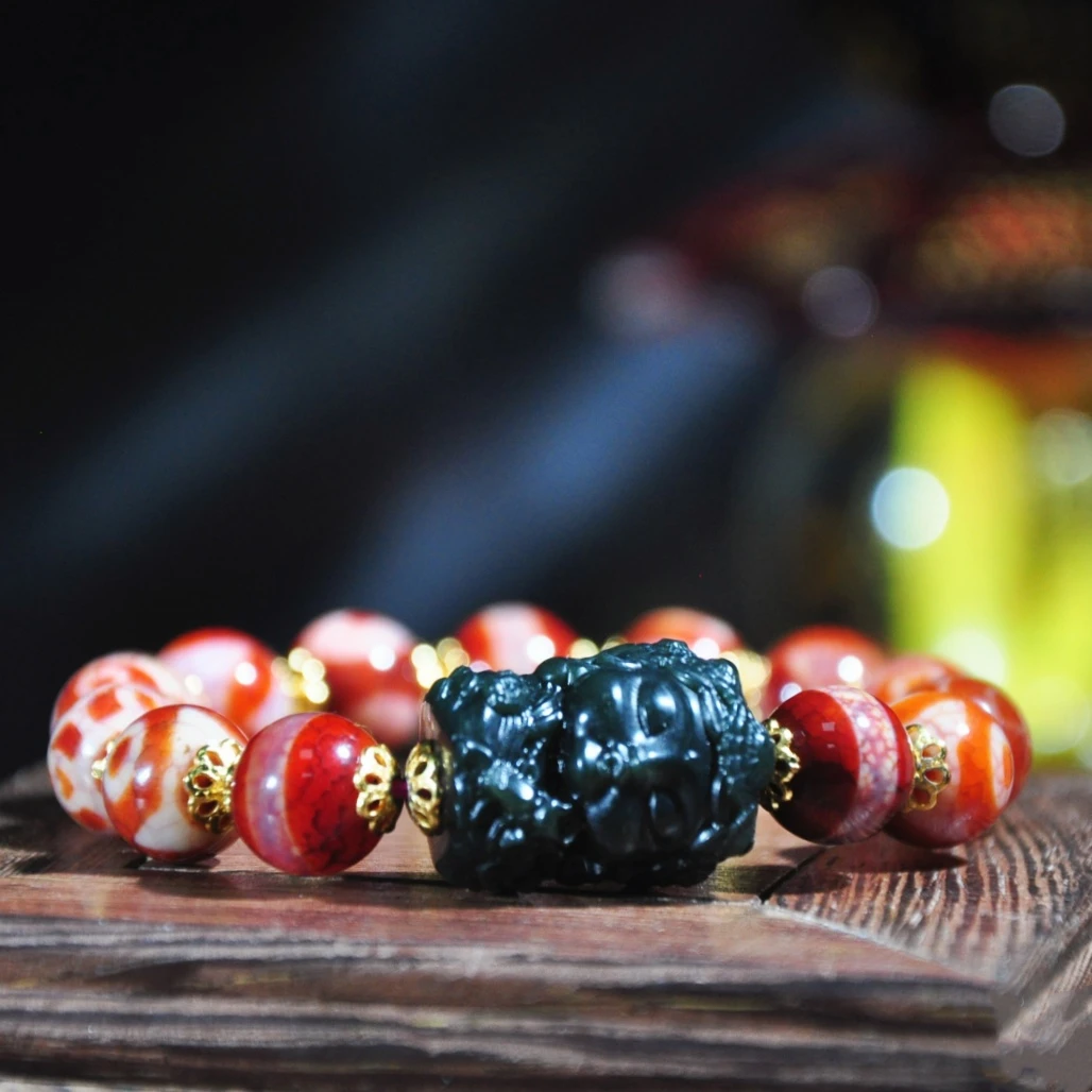 非金属布艺手链 【千万福】度母+红肉多宝民族风单圈手串-A1950058