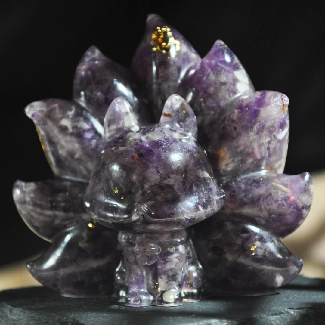 非金属布艺吊坠 【千万福】紫水九尾聚米摆件-A1090090