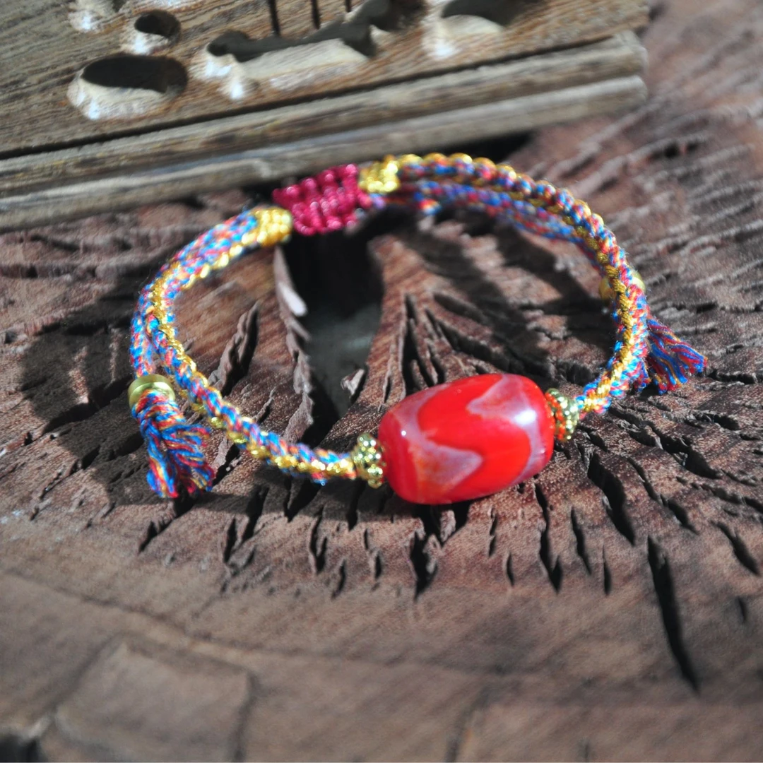 非金属布艺手链 【千万福】砂供牙牙珠珠民族风编织手绳-A170025