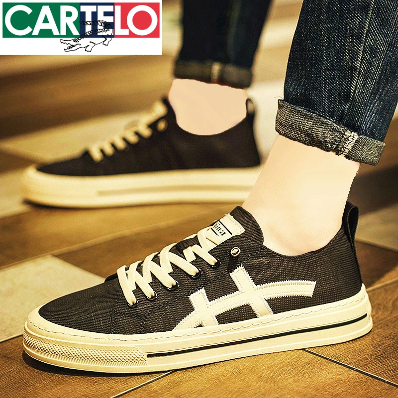 卡帝乐鳄鱼板鞋男鞋春季2025透气工作轻奢高端豆豆鞋子帆布鞋男士